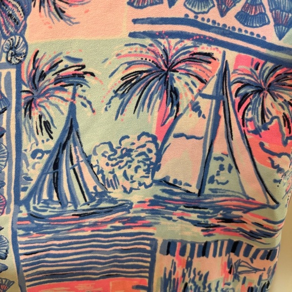 Lilly Pulitzer Sahar Romper Dress Blue Whisper Yeah Buoy 14 Sailboat Coastal - Picture 9 of 12